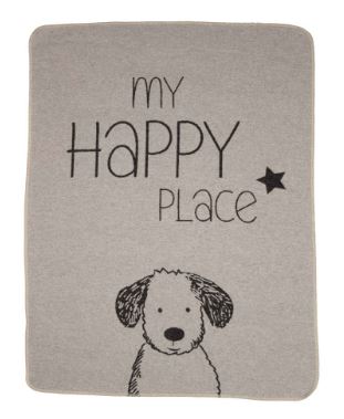 David Fussenegger - Hundedecke "My happy place" 90x70cm grau