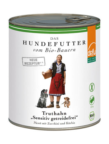 defu - BIO Nassfutter "Truthahn Sensitive getreidefrei Hunde-Menü" 800g